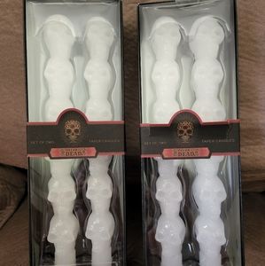 Skulls taper candles set of 4 candlesticks NEW